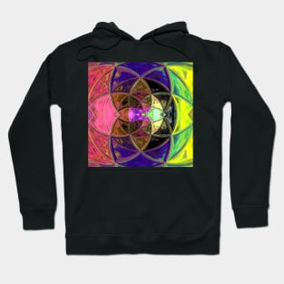 Mosaic Kaleidoscope Flower Pink Blue and Green Hoodie